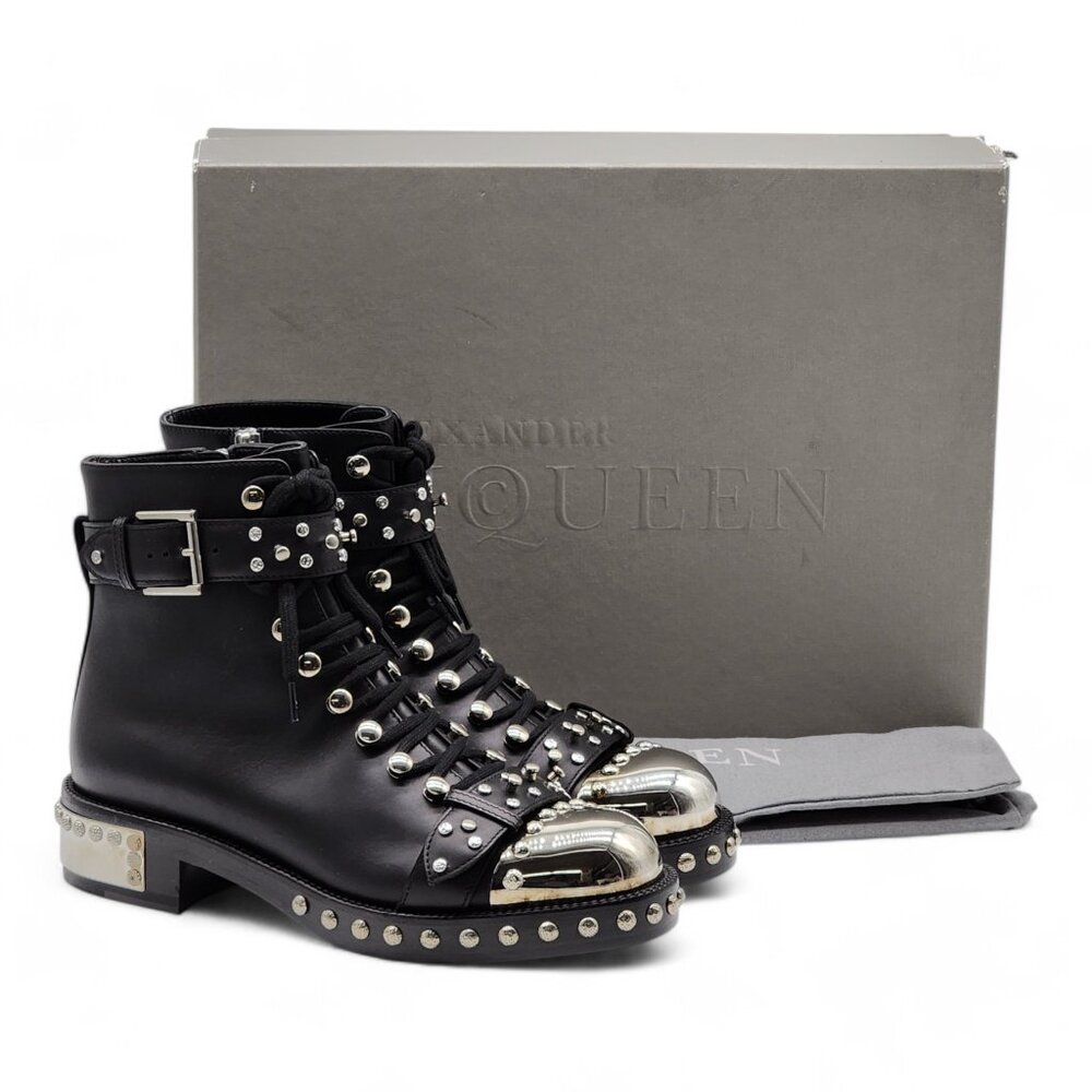Alexander McQueen Leather Combat Boots 38.5